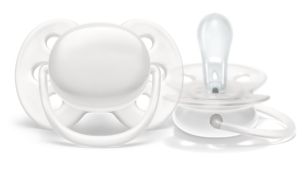 Soother with soft and flexible shield for fewer skin marks